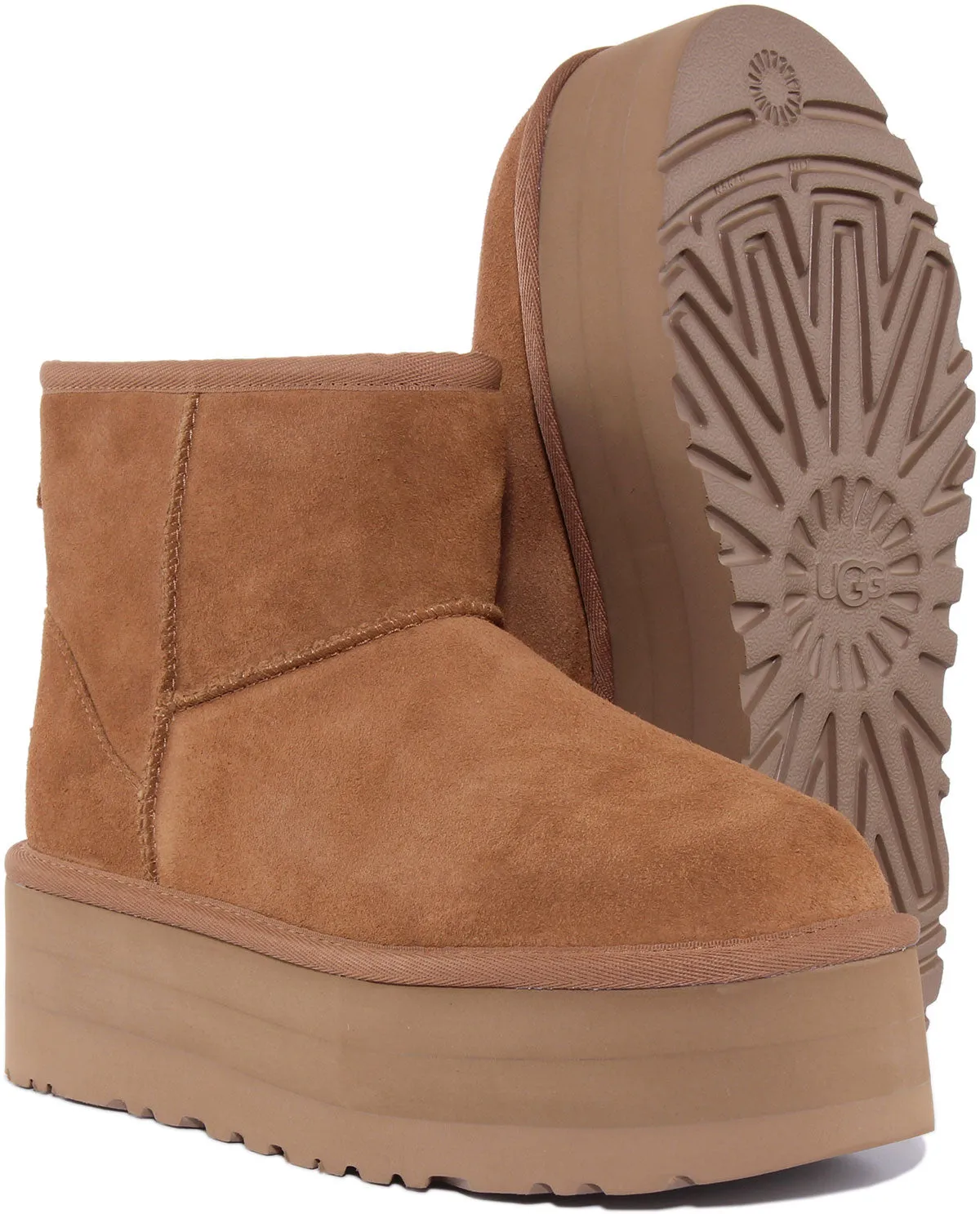 Ugg Classic Mini Bota de plataforma de ante para mujer en mocha