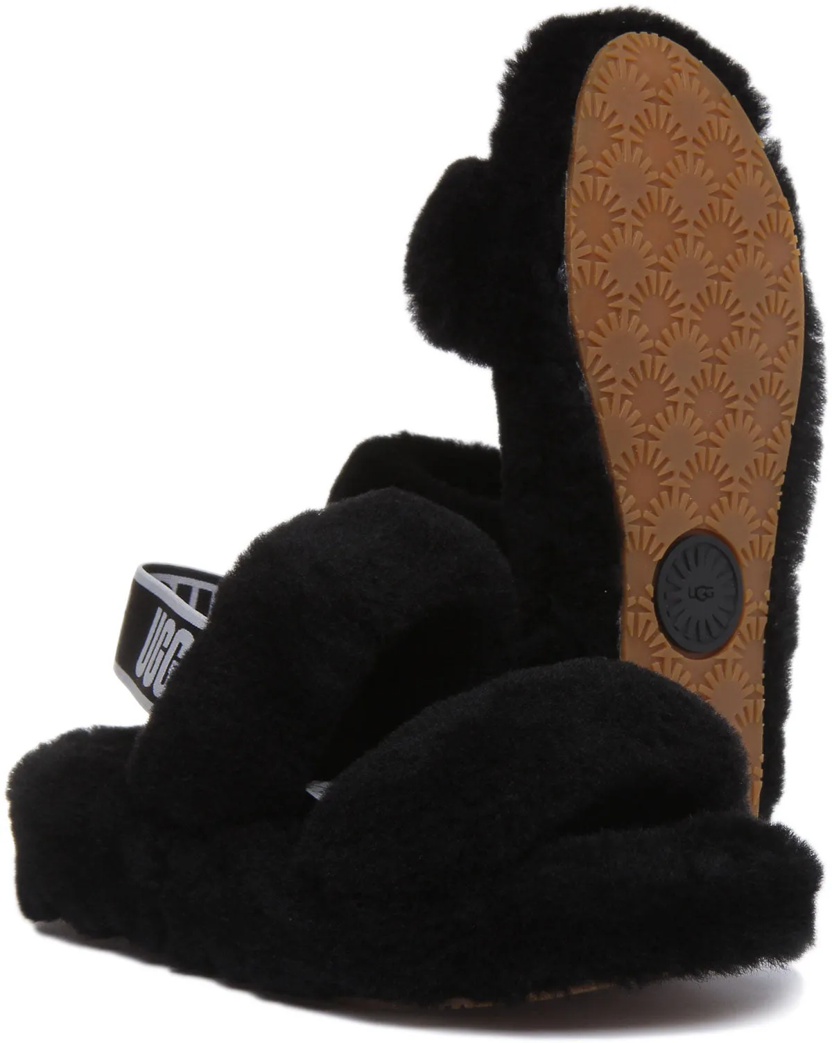 Ugg Oh Yeah Sandalia de piel de oveja con respaldo elástico para mujer en naranja