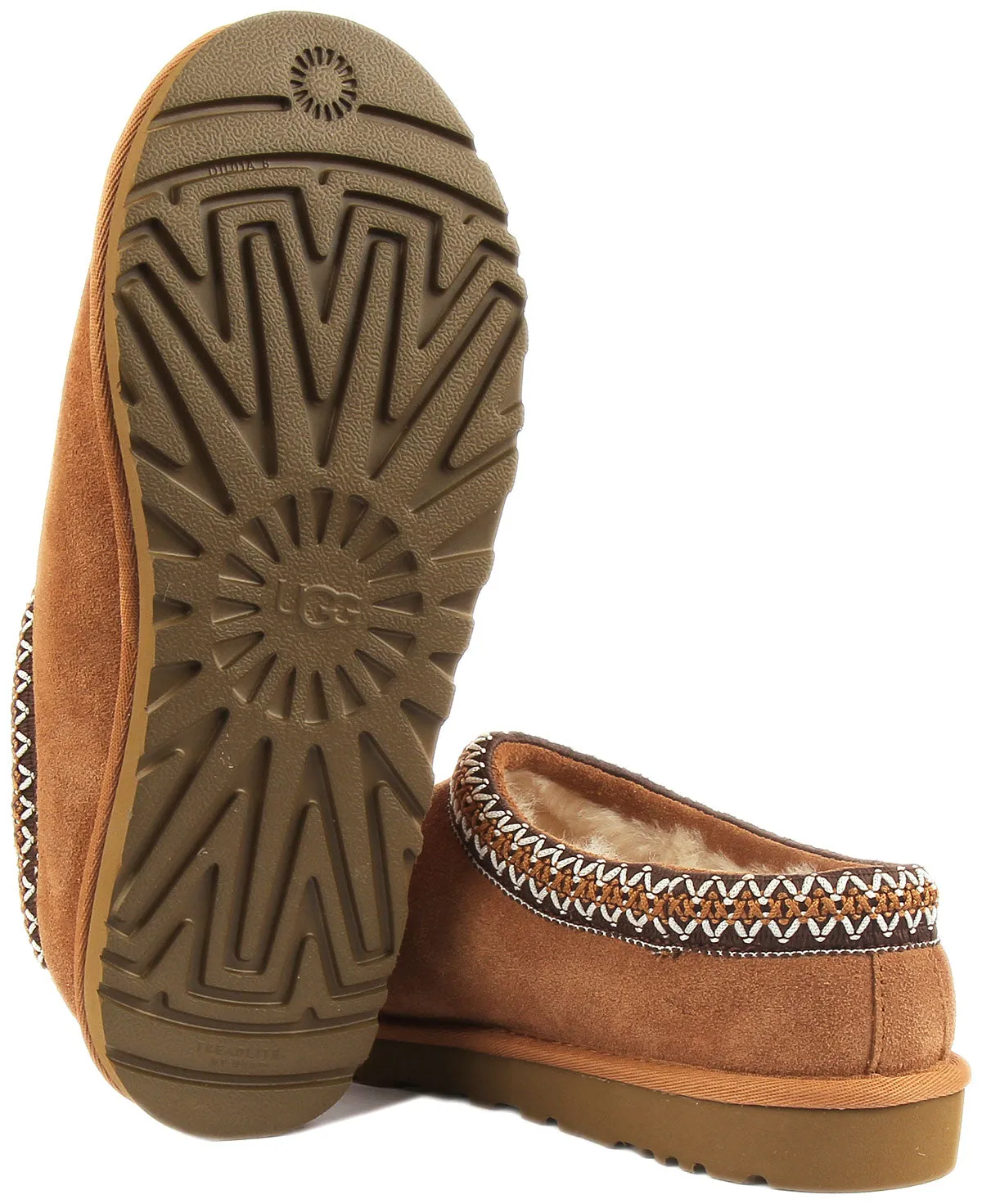 Ugg Tasman Pantuflas de exterior de ante trenzado para hombre en marrón choco