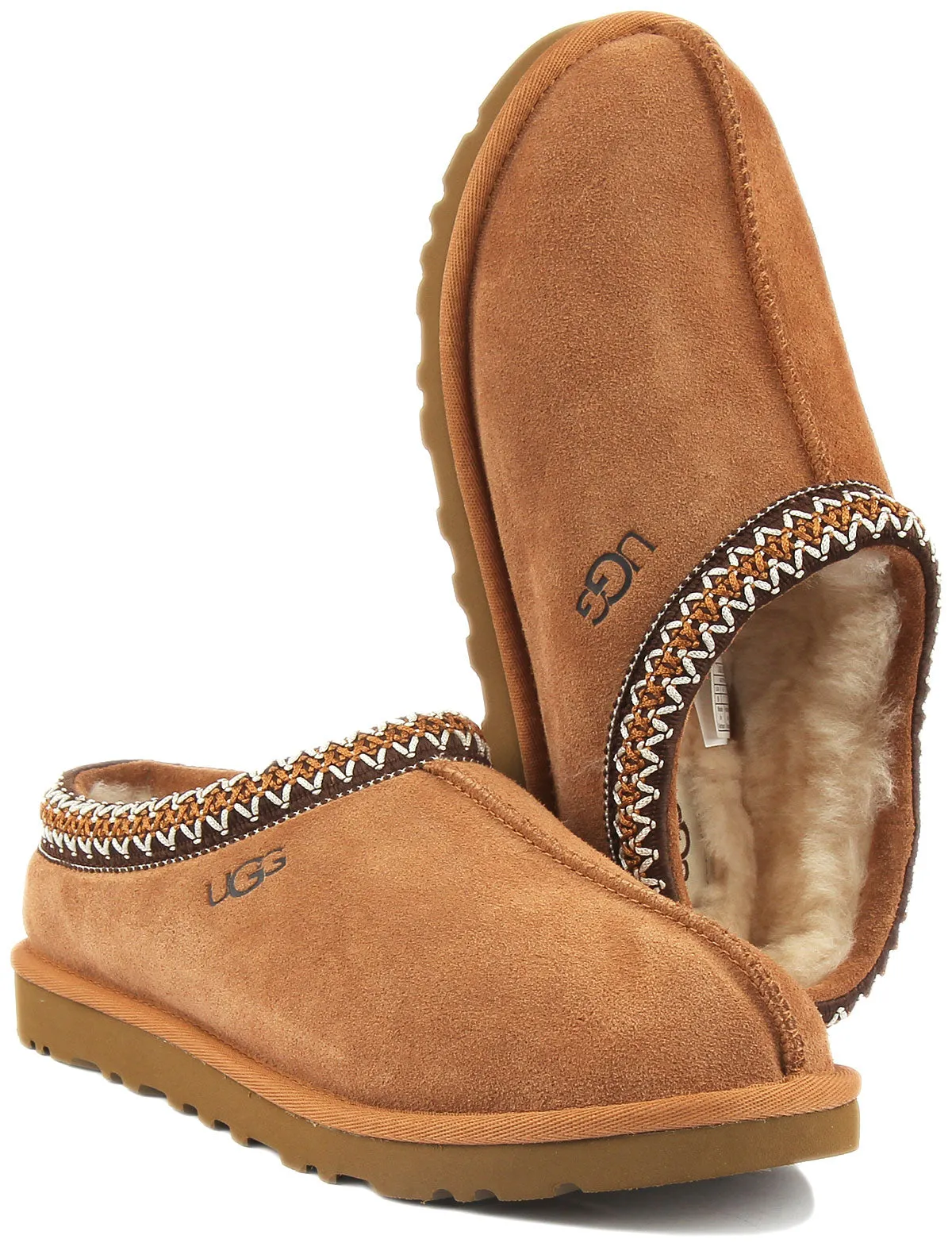 Ugg Tasman Pantuflas de exterior de ante trenzado para hombre en marrón choco