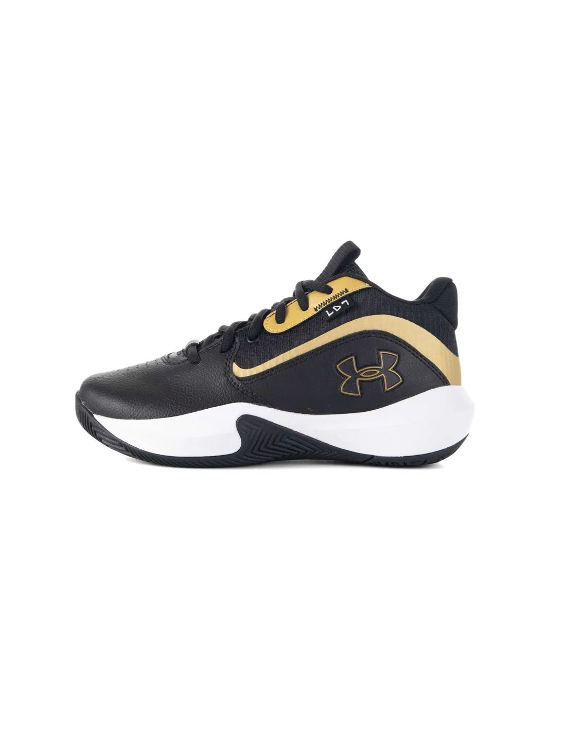 UNDER ARMOUR  ZAPATILLAS DE BALONCESTO NEGRO Y DORADO UA GS LOCKDOWN 7 3028513 001 NIñO/A