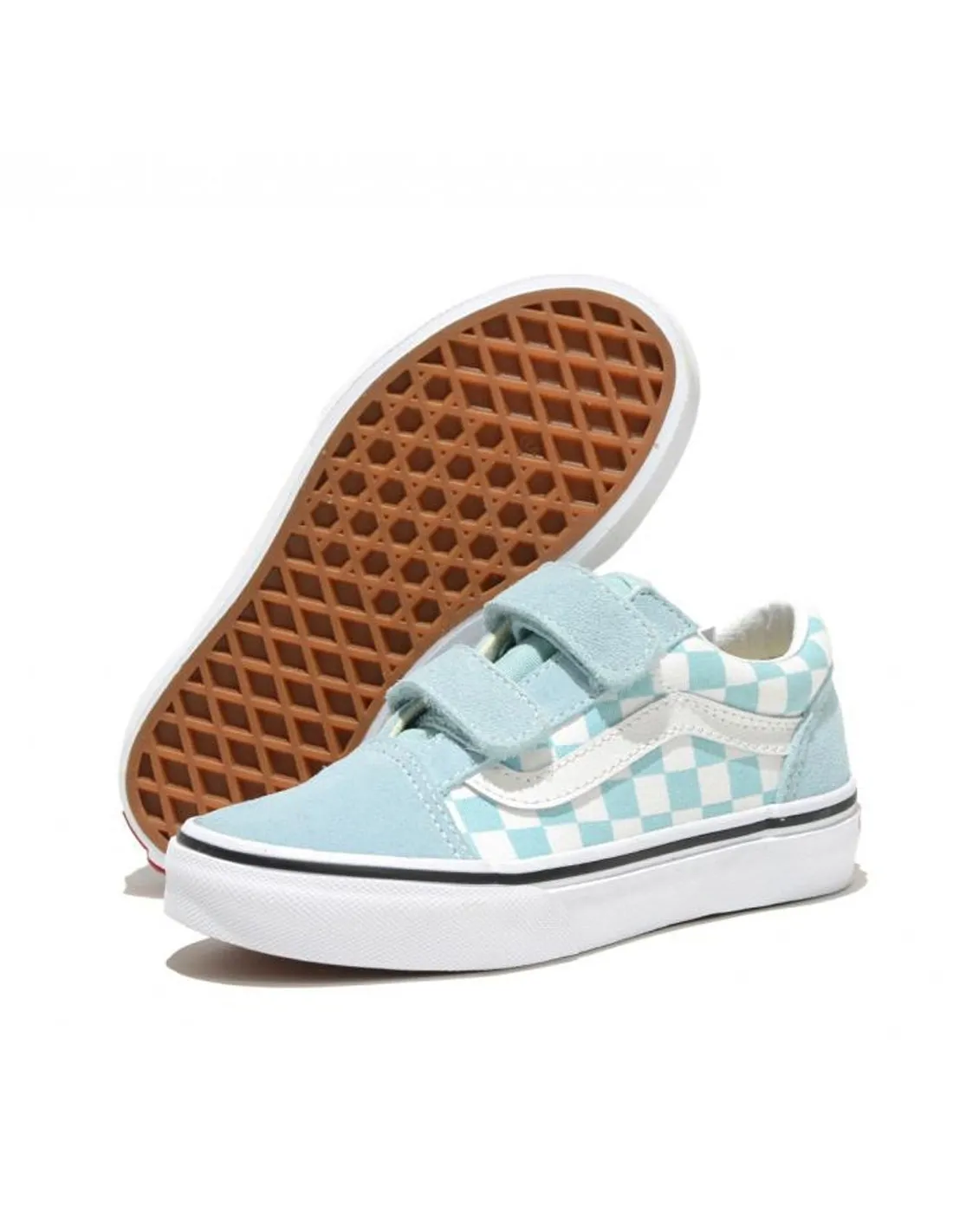 VANS OLD SKOOL V  THEORY CHECKERBOARD CANAL AZUL  CALZADO INFANTIL