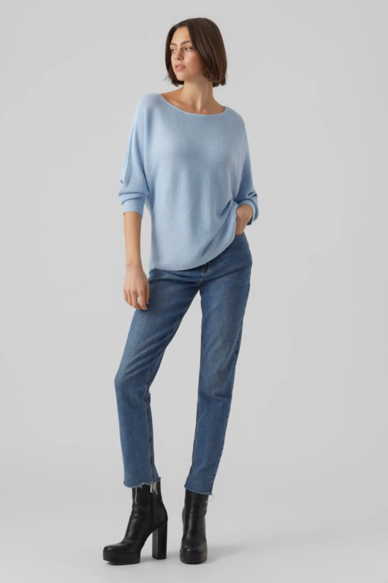 Vero Moda Top de punto manga 3/4 cuello barco