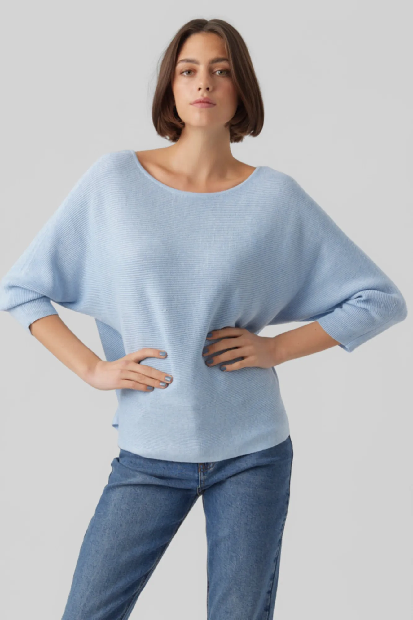 Vero Moda Top de punto manga 3/4 cuello barco