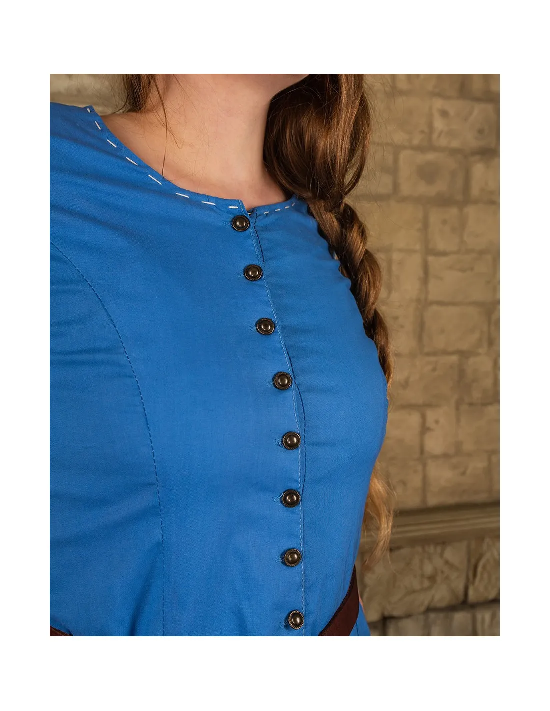 VESTIDO MEDIEVAL MODELO ELODIE, AZULCREMA