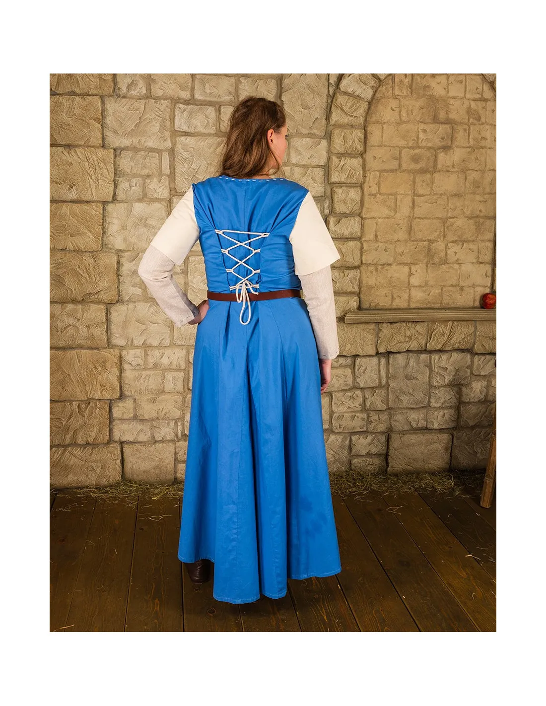 VESTIDO MEDIEVAL MODELO ELODIE, AZULCREMA