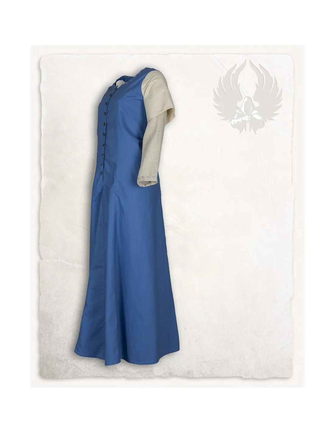 VESTIDO MEDIEVAL MODELO ELODIE, AZULCREMA