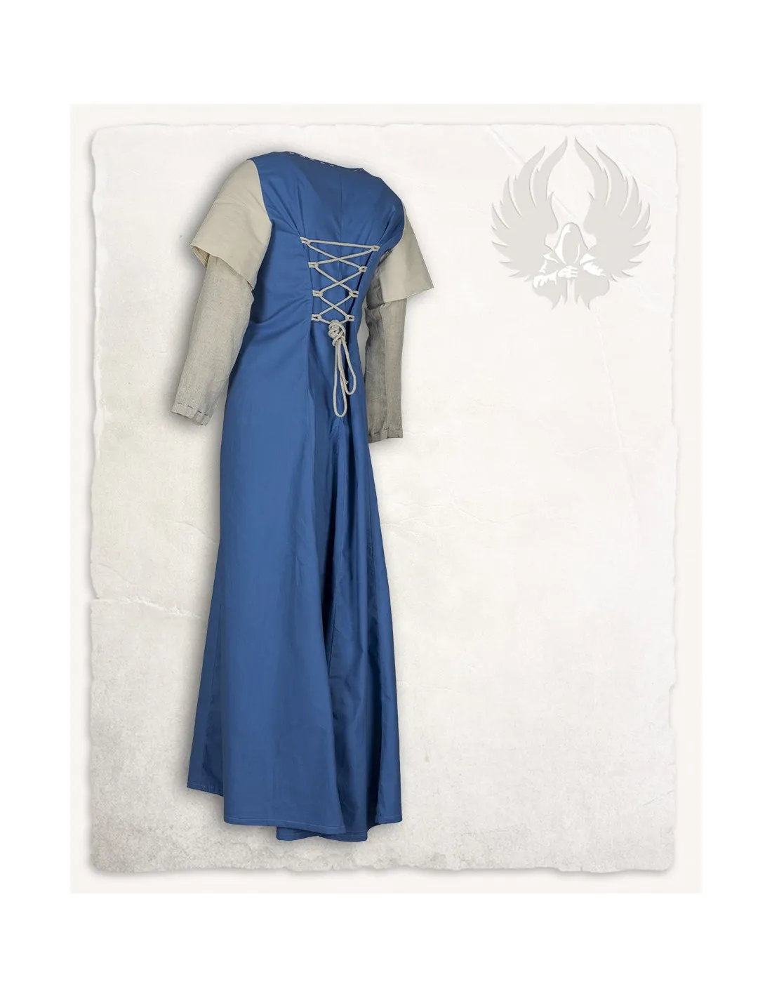 VESTIDO MEDIEVAL MODELO ELODIE, AZULCREMA