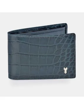 YANKO cartera de piel azul tipo americano con billetera y monedero para hombre