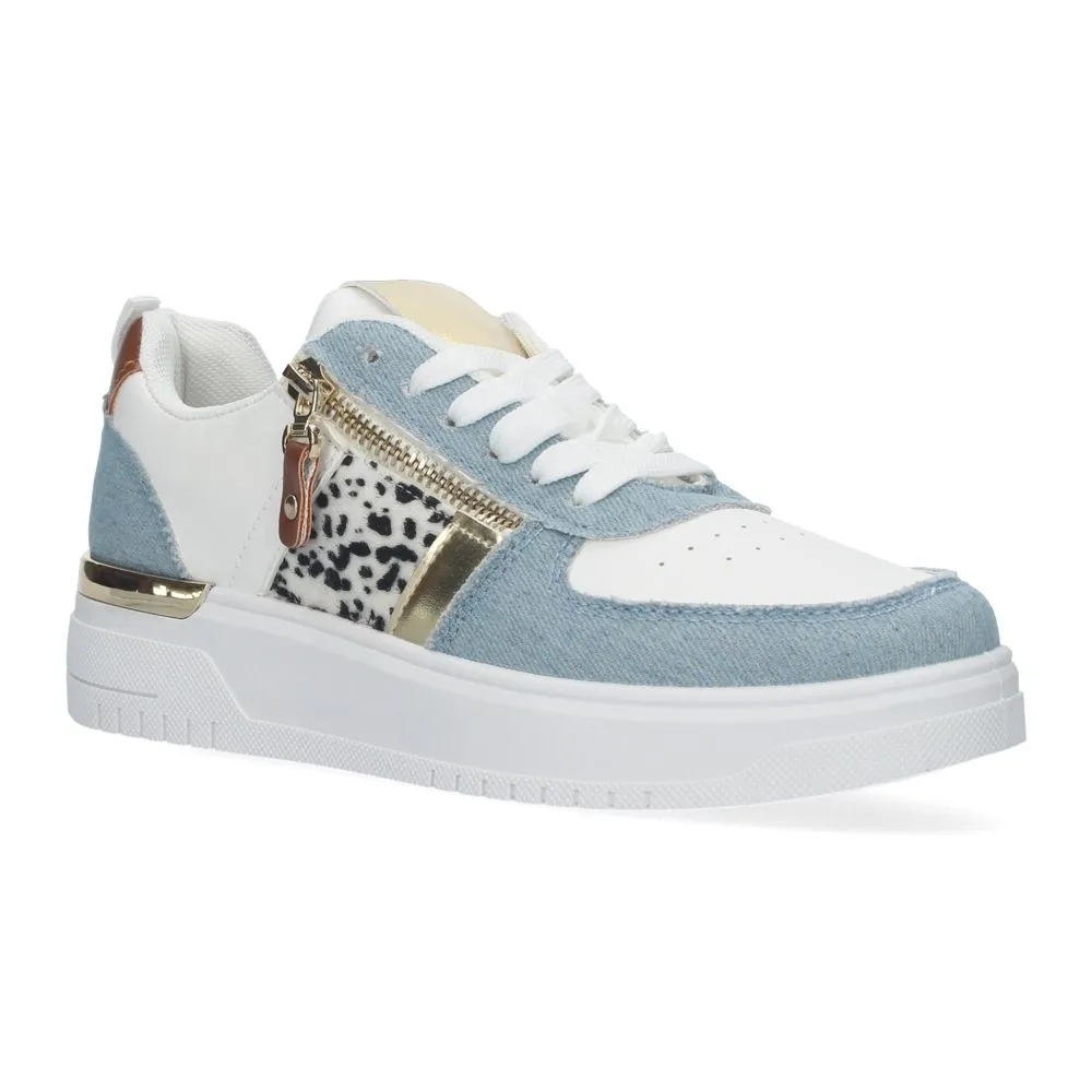 Zapatillas de mujer cómodas con detalles de animal print y adorno de cremallera