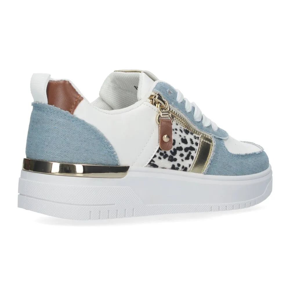 Zapatillas de mujer cómodas con detalles de animal print y adorno de cremallera