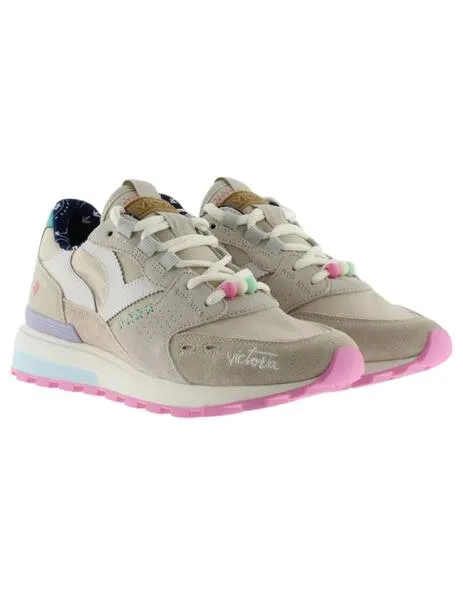 Zapatills victoria basket luna nylon beige de mujer.