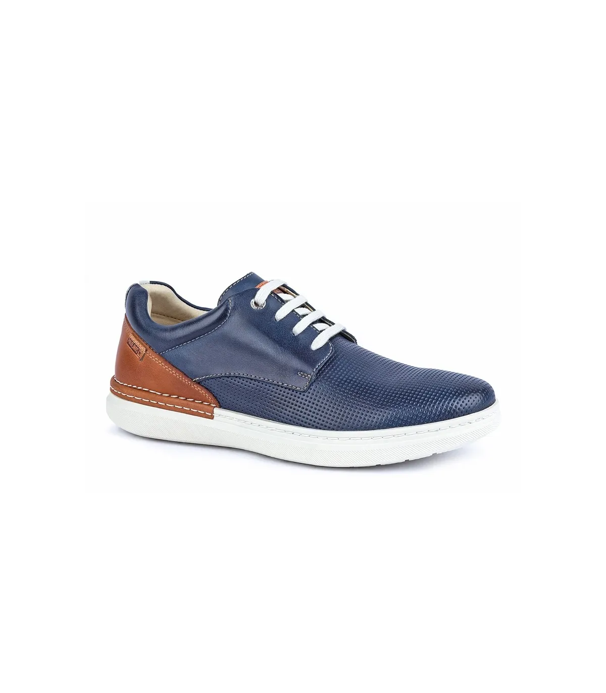 Zapato de piel en color azul y cuero